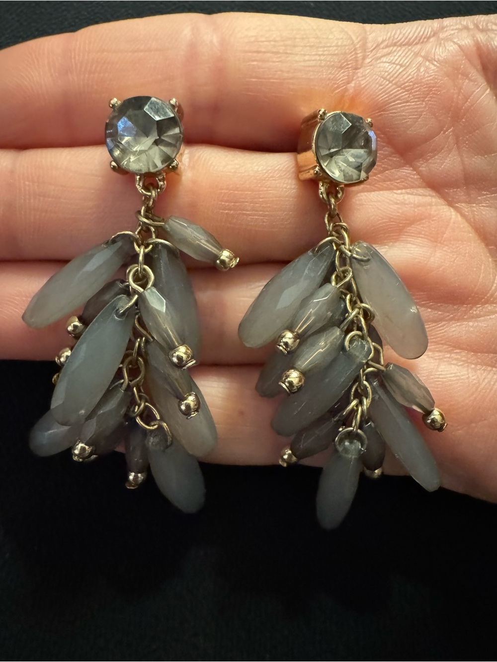 Sugarfix by BaubleBar Gray Beaded Cluster Chandelier Drop Earrings